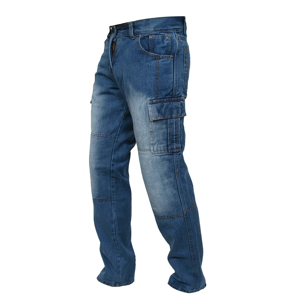 Motorcycle Denim Jeans Reinforced With Abrasion Resistant Lining Blue Motorcycle Cargo Pant Motorbike Cargo Pant