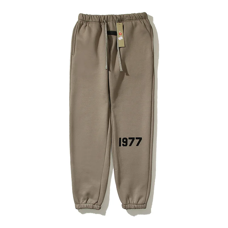 22ss High Street FOG Double Thread 1977 Flocking Printing Sweatpants for Men and Women Hip Hop Leggings Pants