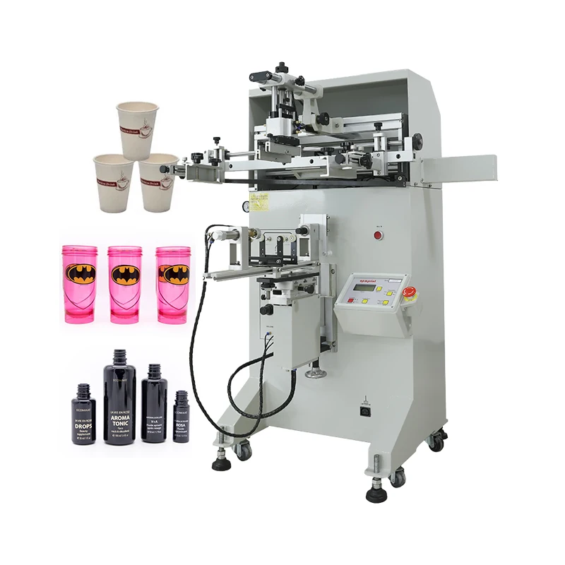 Paper Cup Teacup Bucket Screen Printer Servo Cylinder Silk Screen Printing Machine For Plastic or Glass Bottle