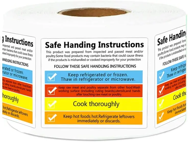 High Quality Food Safe Handing Instruction Stickers For Food Package Labels For Supermarket Grocery Stores