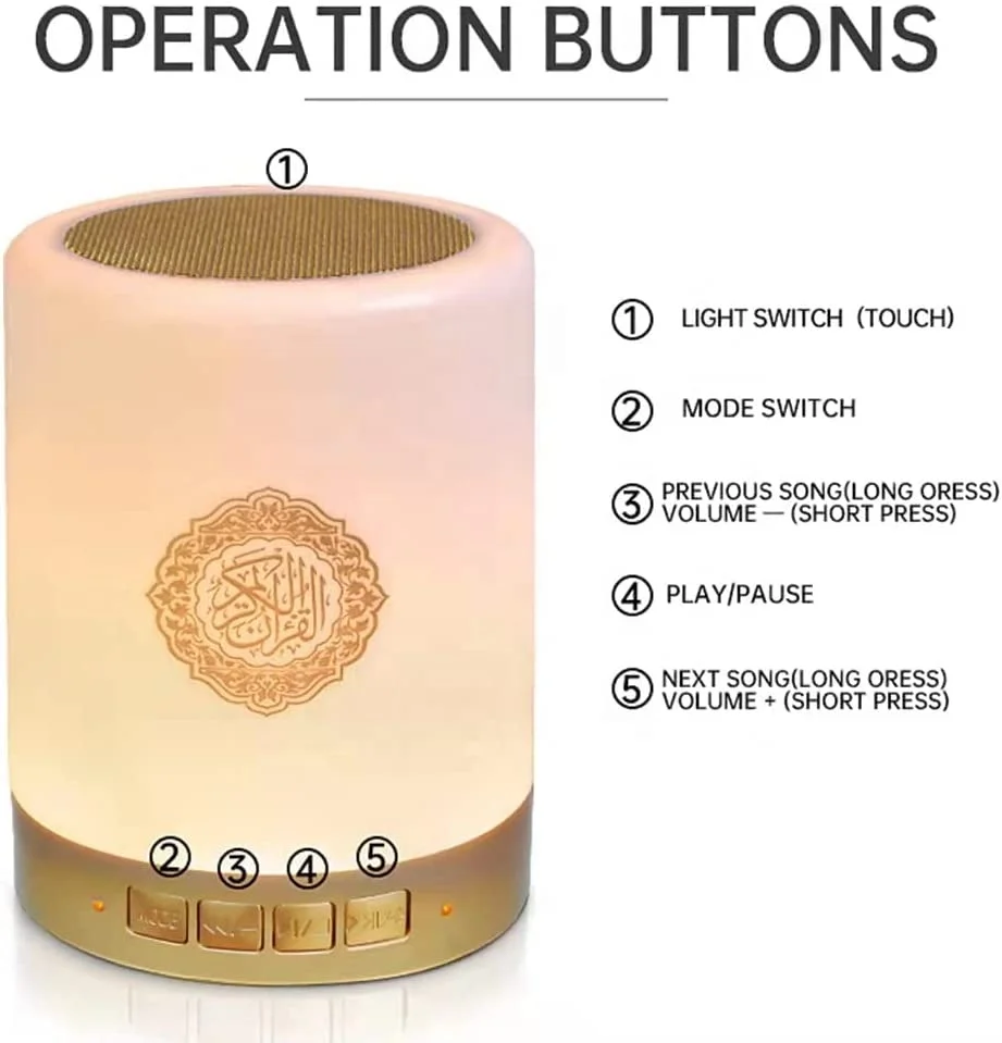 azan clock Hot Selling Muslim Wireless Quran Islamic Gift Stereo Sound Speaker Led  Colorful Light MP3 Quran Player  gift