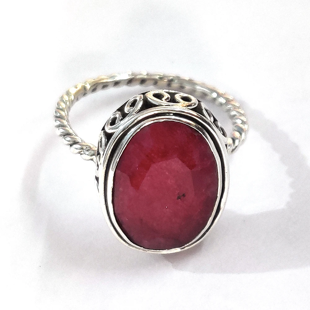 Hot Selling Natural Ruby Gemstone Oval Ring 925 Sterling Silver Ring, Wholesale Bulk, Ruby Gemstone Ring