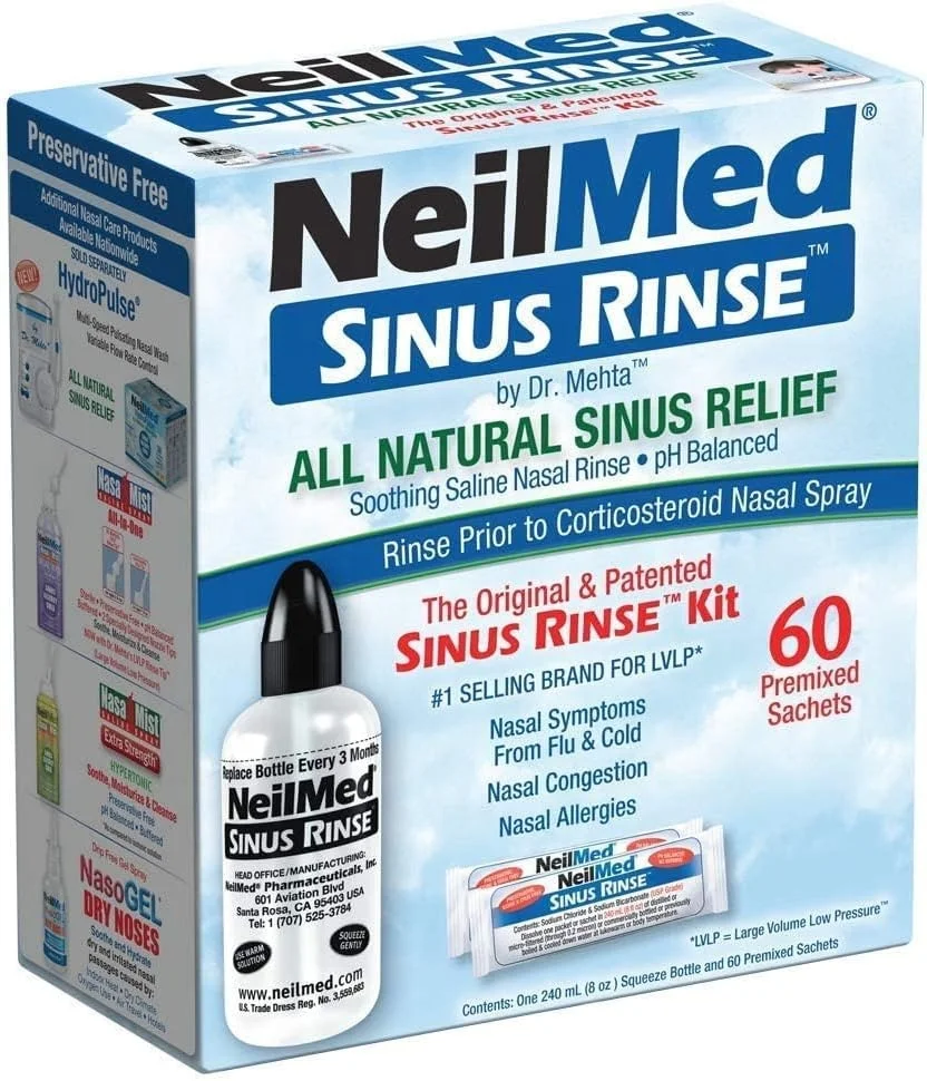 Neilmed Sinus Rinse Kit Regular - 60 Sachets  For Nasal Congestion and  Nasal Allergies Relief