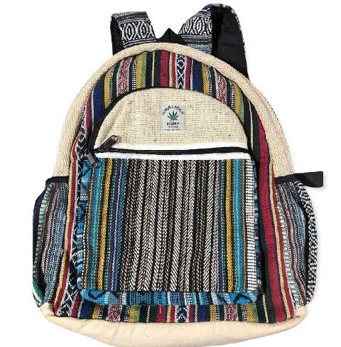 Unisex Cotton Hemp Backpack with Comfortable Anti-Theft Zipper String Closure Canvas Lining Daily Use Stylish Character Pattern