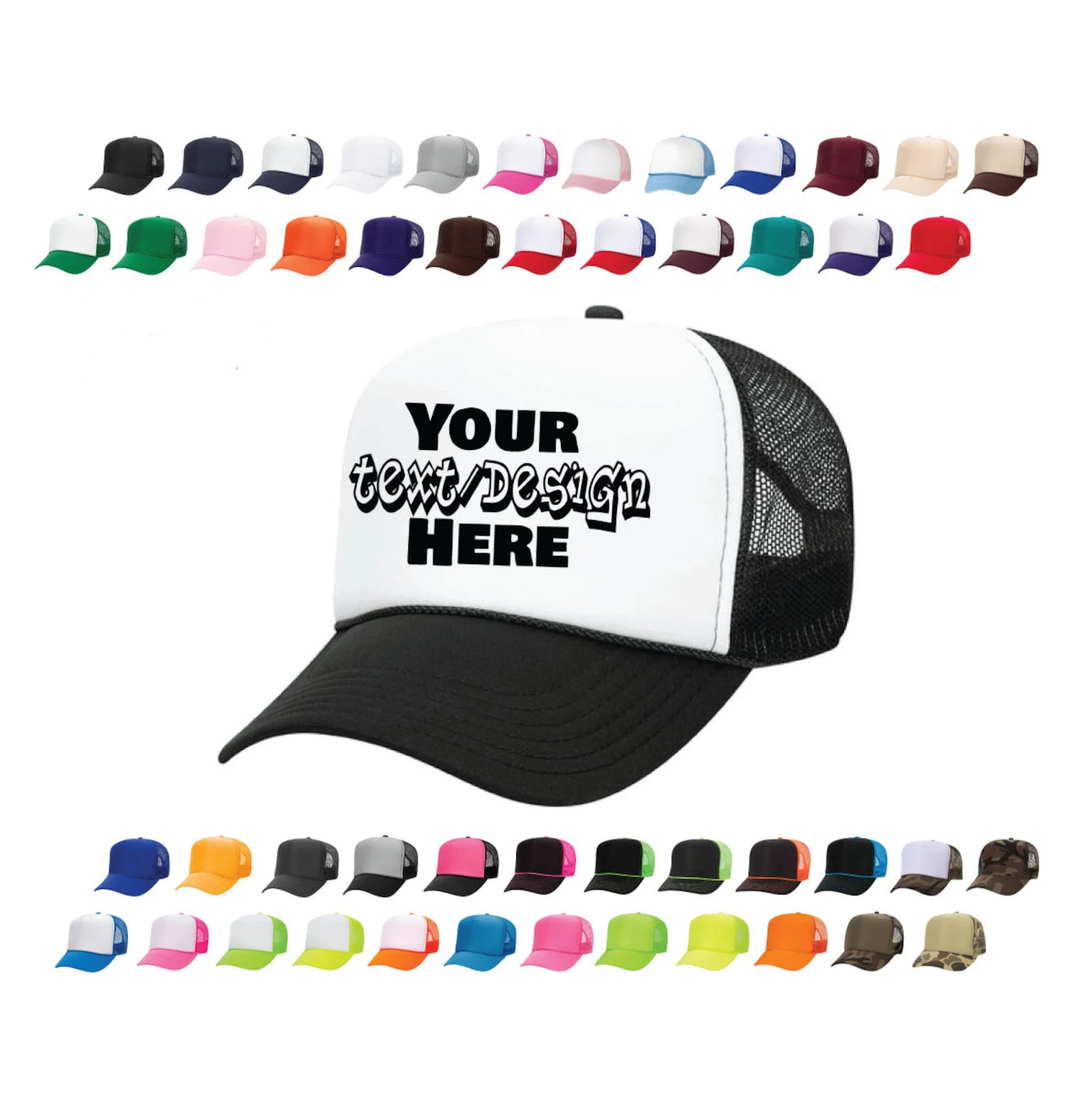 Outdoor Custom Puff Print Trucker Hat with DIY Text Personalized Trucker Hat Personalized Hats Custom Basecball Caps for gifts