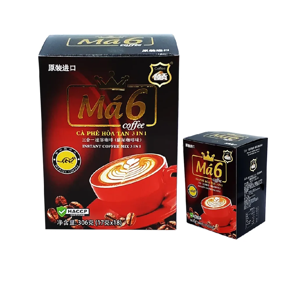Top Best Selling 24 months shelf life MA6 Manufacturer OEM Caffeeinated INSTANT COFFEE 3IN1 From Vietnam