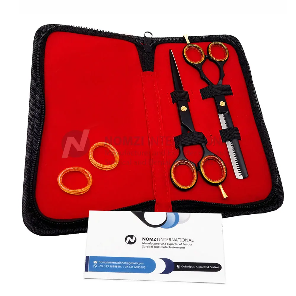 Latest Black Stainless Steel Fixed Screw Customized Barber Hair Cutting Scissors Thinning Hairdressing Shears Accessories