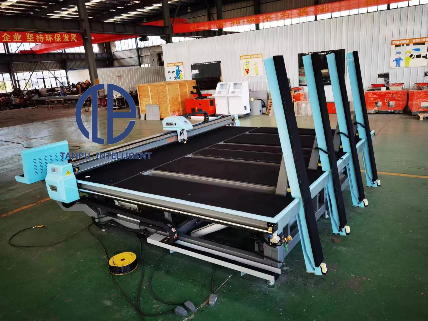 TANPU  With Loading Cutting Table In Glass Processing Industry Full Automatic All-in-one CNC Curtain Glass Cutting Machine