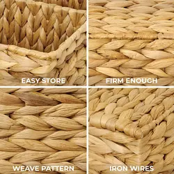 From Vietnam Wholesale Hand-Woven Water Hyacinth Storage Baskets With Divider Wicker Baskets for Shelves