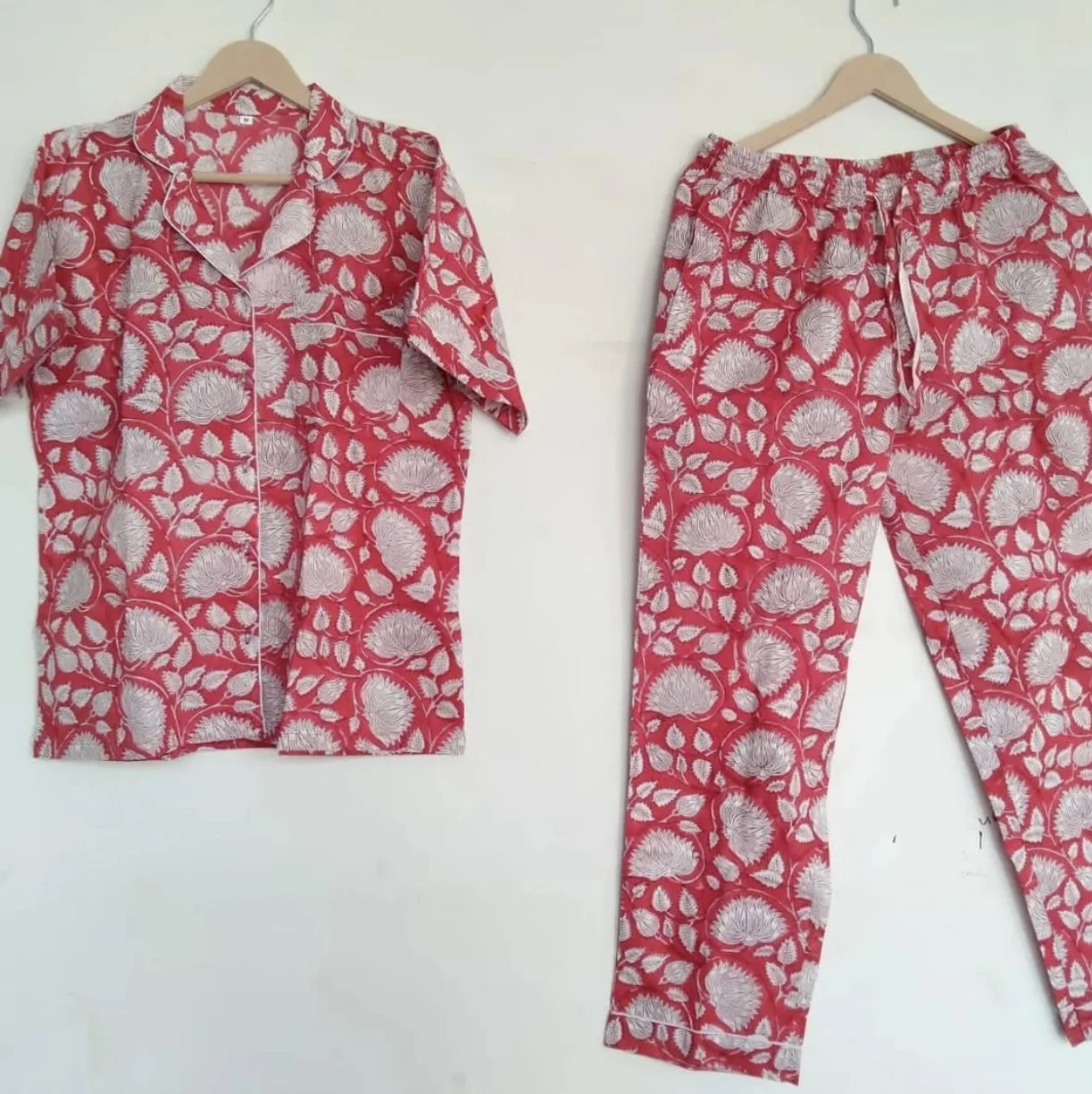 High Quality Cotton 2 Piece Set Home Homewear Sleep Pajama for Women Short Sleeves