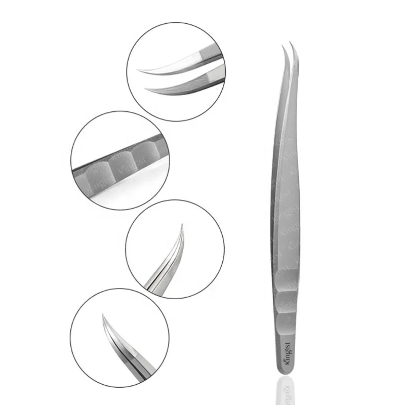 Wholesale Quality Silver Color Makeup Stainless Steel Eyelash Extension Tweezers