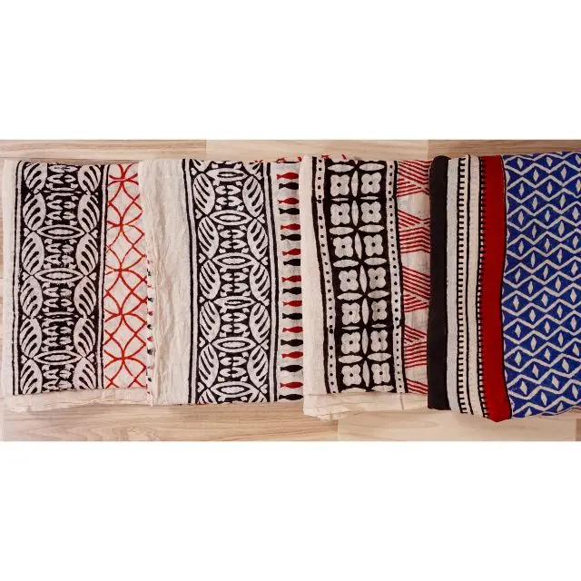 Hand Block Printed Pario Gaiter Sarongs Beach Cover Up Women Head Scarves Size 72x44 Inches Wholesale And Low Price Bagru Print