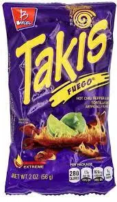 Takis Fuego Hot Chili Pepper & Lime Tortilla Chips 4oz (12-Bags)