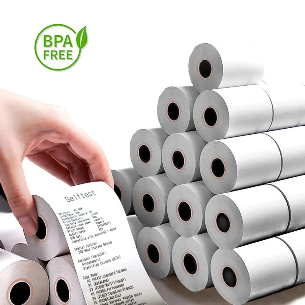 OEM Customized 55 Gsm Cheap Price Cash Register Tape Offset Printing No Ink POS Thermal Printer Paper Roll