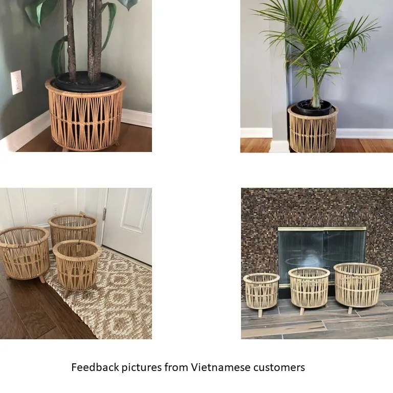 Best Selling Wicker Bamboo Woven Baskets Customized Vintage Seagrass Planter Cover Baskets Home Storage Organization For Decor