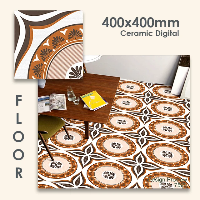 Ceramic Digital 400X400 mm Interior Glossy Rustic Matt Tiles Home Flooring 16x16 inch Floor Tile