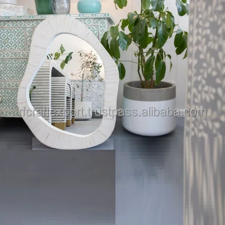 New Modern Luxury Design Wood Wall Mounted Mirror Simple Design Customized Shape & Wood Mirror From India by RF Crafts