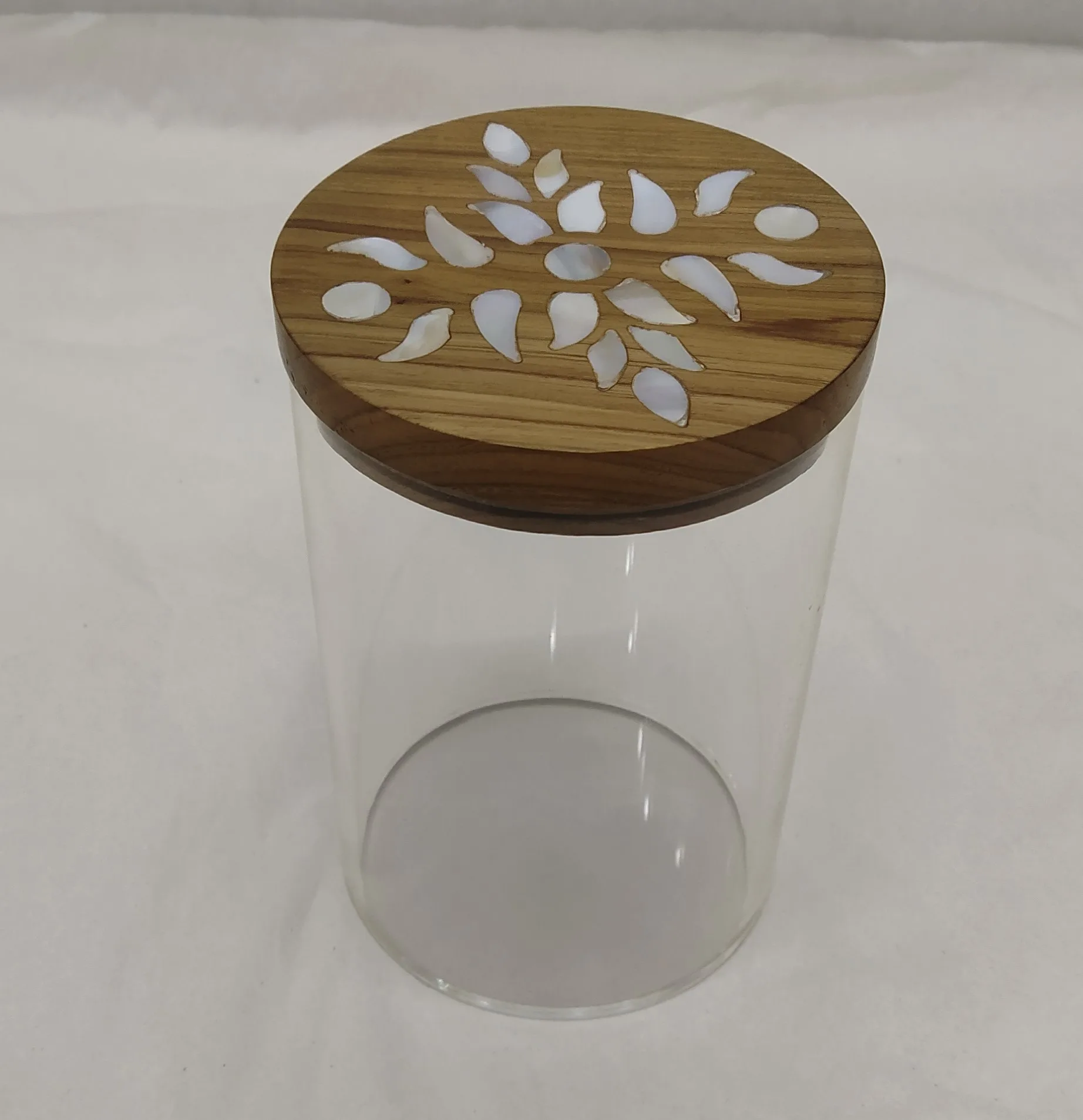 Luxury Storage Box For home Kitchenware Accessories Modern Design Clear color round shaped Acrylic & Wood storage boxes bins Jar