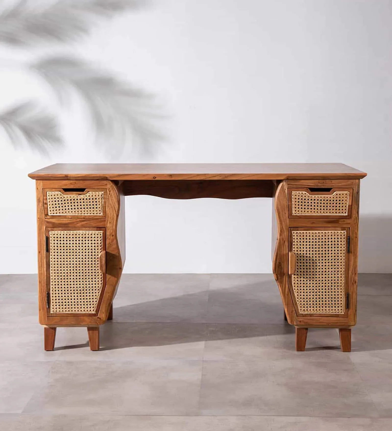 Hot Sale Modern Luxury Antique Vintage High Quality Live Edge Wooden Rattan Study Desk Customized Wholesale Office Furniture