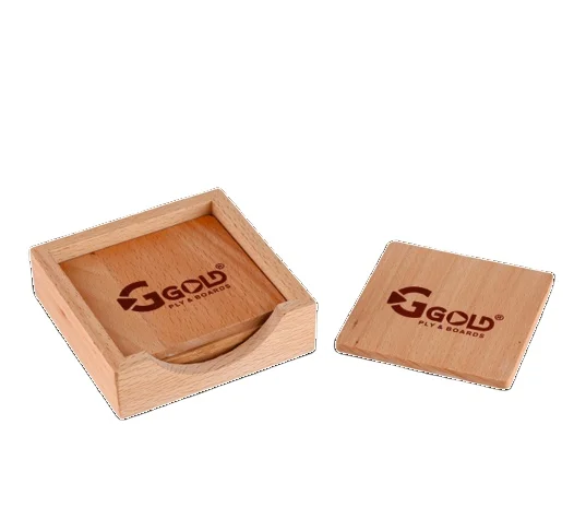 Wholesale Premium Pine Wooden Handcrafted Coasters Set for Coffee Table Tea Cup Stand Coasters with Wooden Coaster Holder