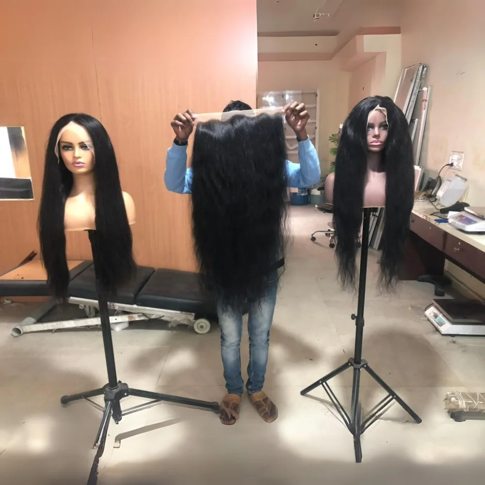 Wholesale 50Inch 13X6 Human Hair Full Lace Front Wig Transparent HD Raw Cuticle Aligned Hair Wigs For Woman Swiss lace wig