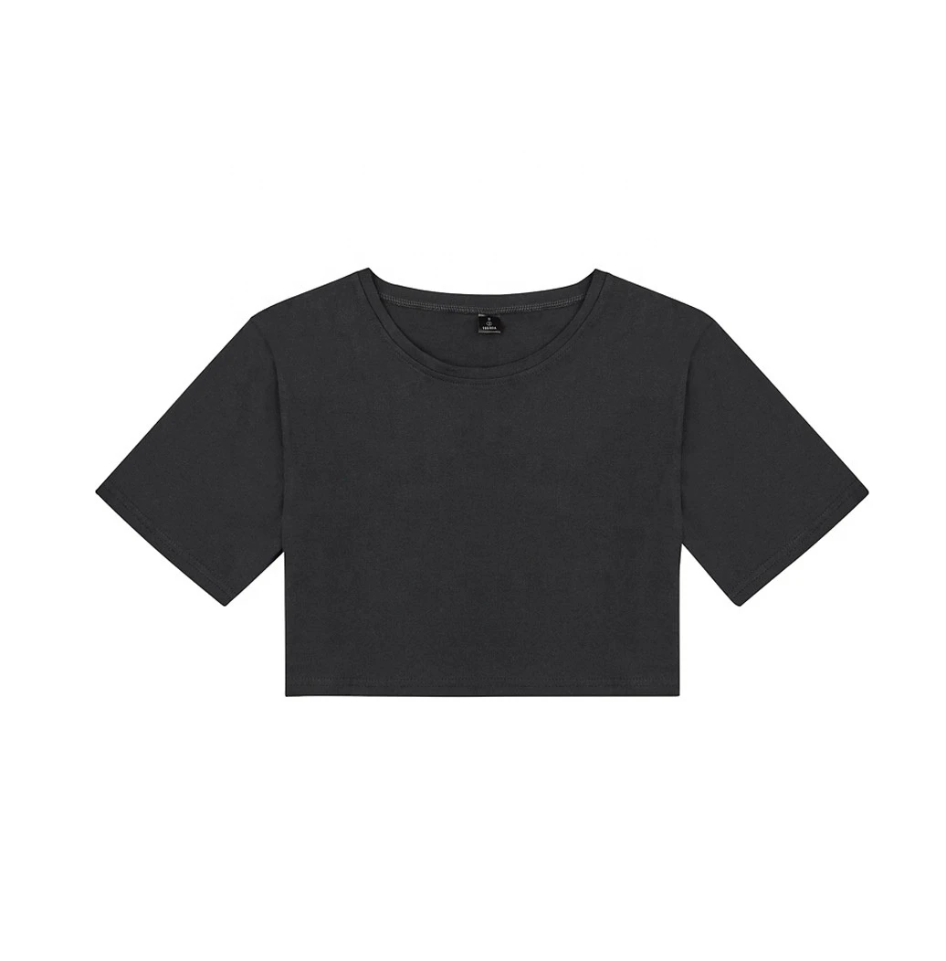 100% Cotton Custom Embroidered Crop Tops Streetwear Short Sleeve T-shirt Women Loose Fit Crop Top t Shirt Yoga Gym T-shirts Tees