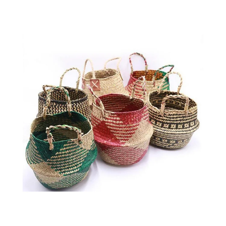 Seagrass Belly Basket High Quality Eco-Friendly Creative Storage Handicraft Custom Size Vietnamese Manufacturer