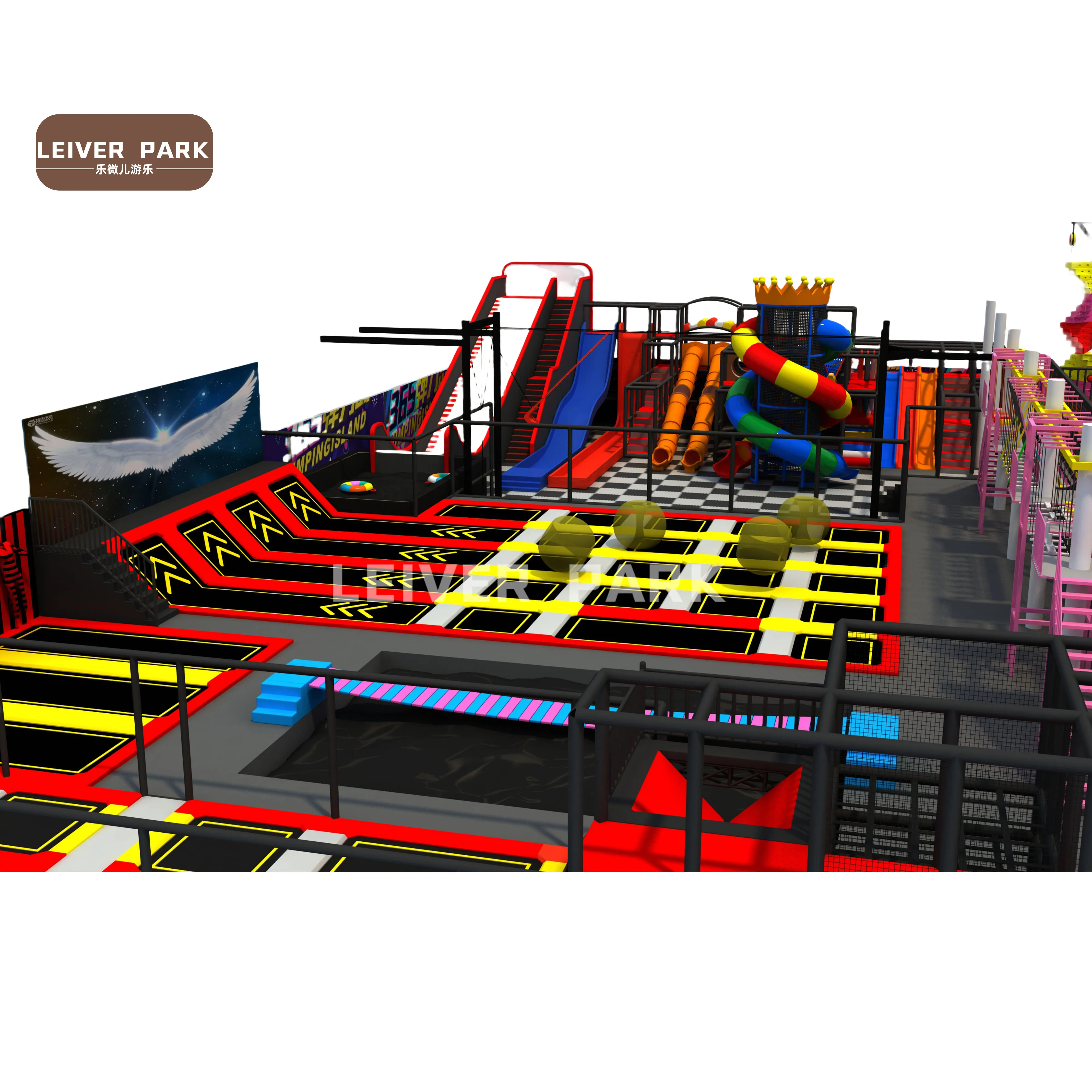 Manufacturer Indoor Trampolines Adult Kids Interactive Exercise Soft Play Playgrounds Ninja Trampolines Park