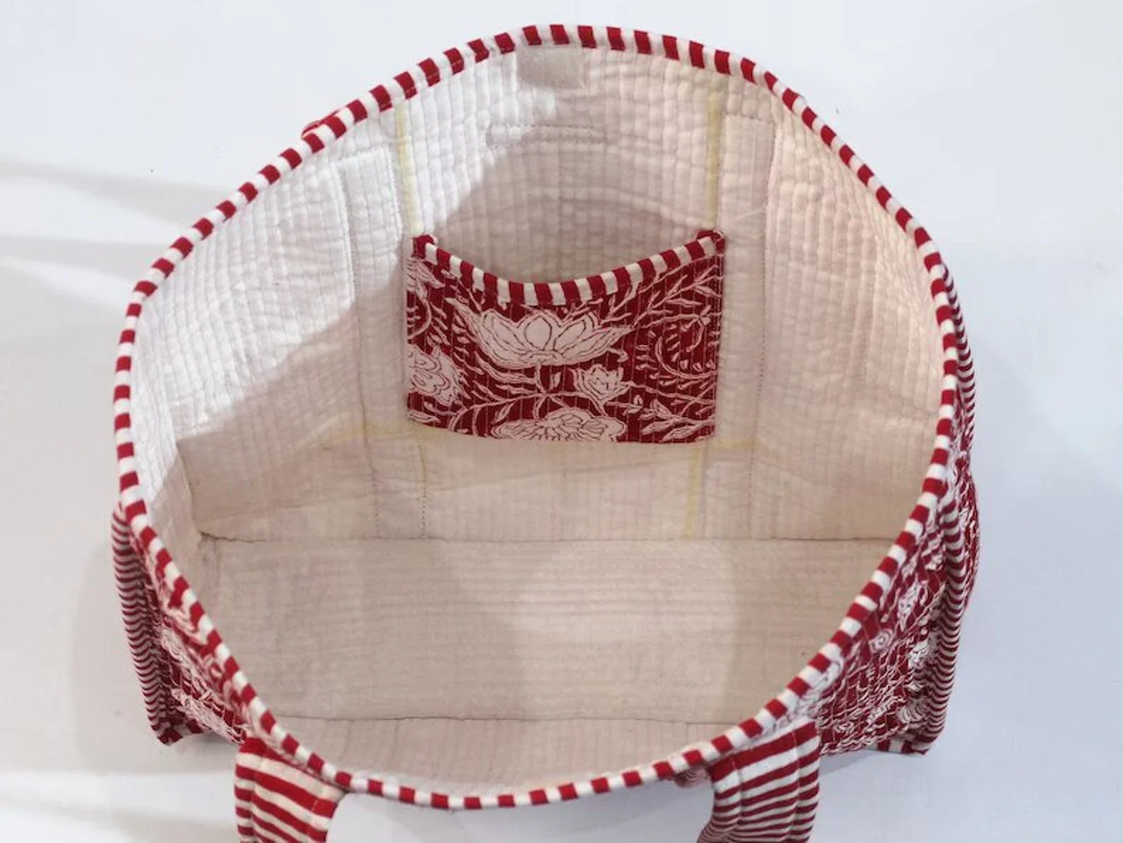 Indian Wholesale Natural Cotton Canvas Floral Printed Tote Bag Reusable Waterproof Shopping Bags for Travel Picnic Daily Use