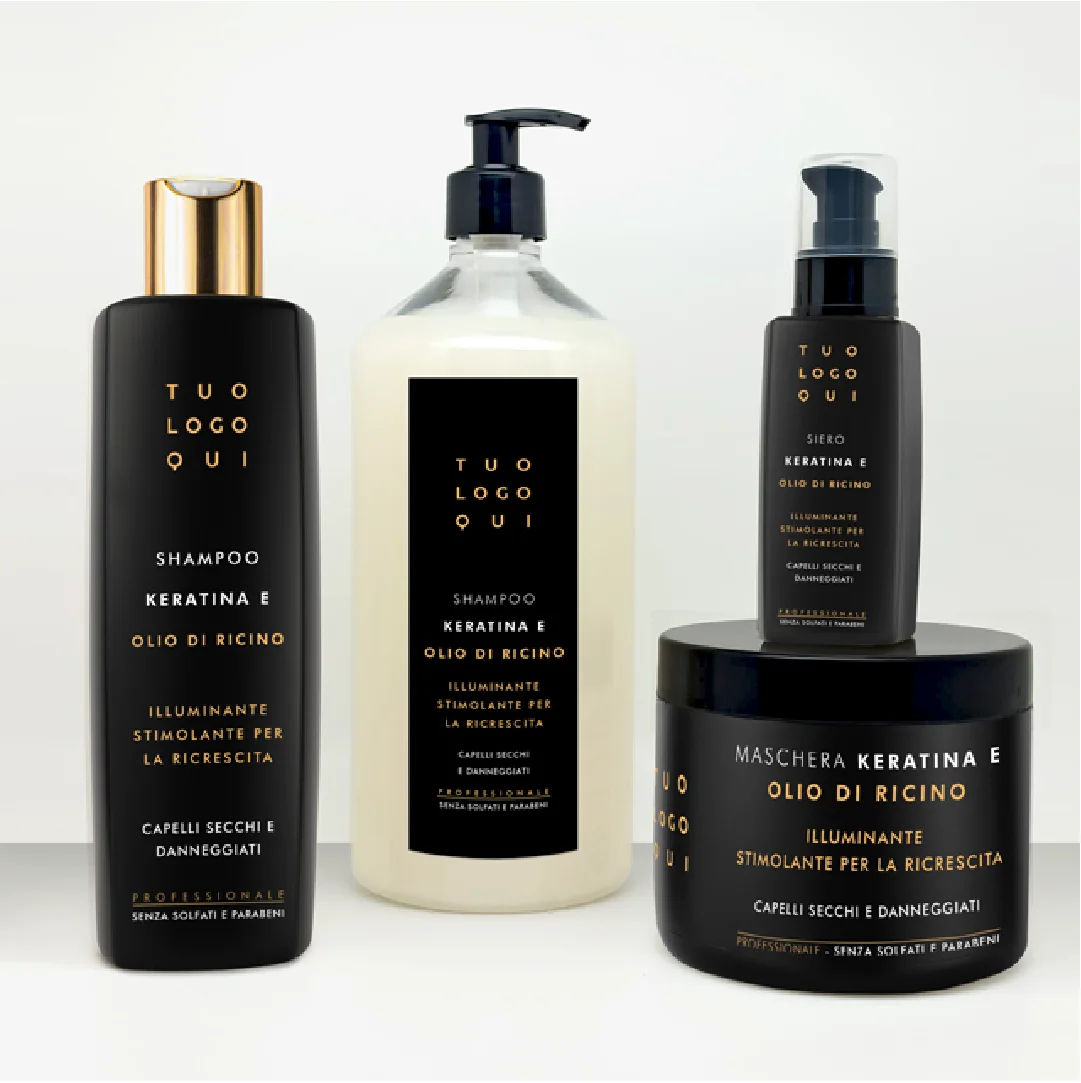 Shampoo Professional castor oil keratin Made in Italy Private Label 500ml