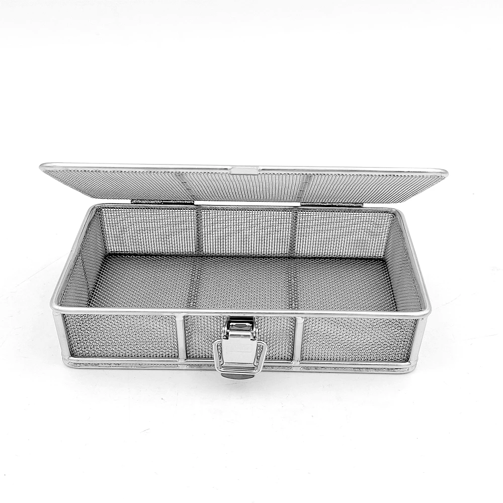 Custom 304 316 Stainless Steel Woven Wire Mesh Sterilization Basket Disinfection Basket With Lid For Sale