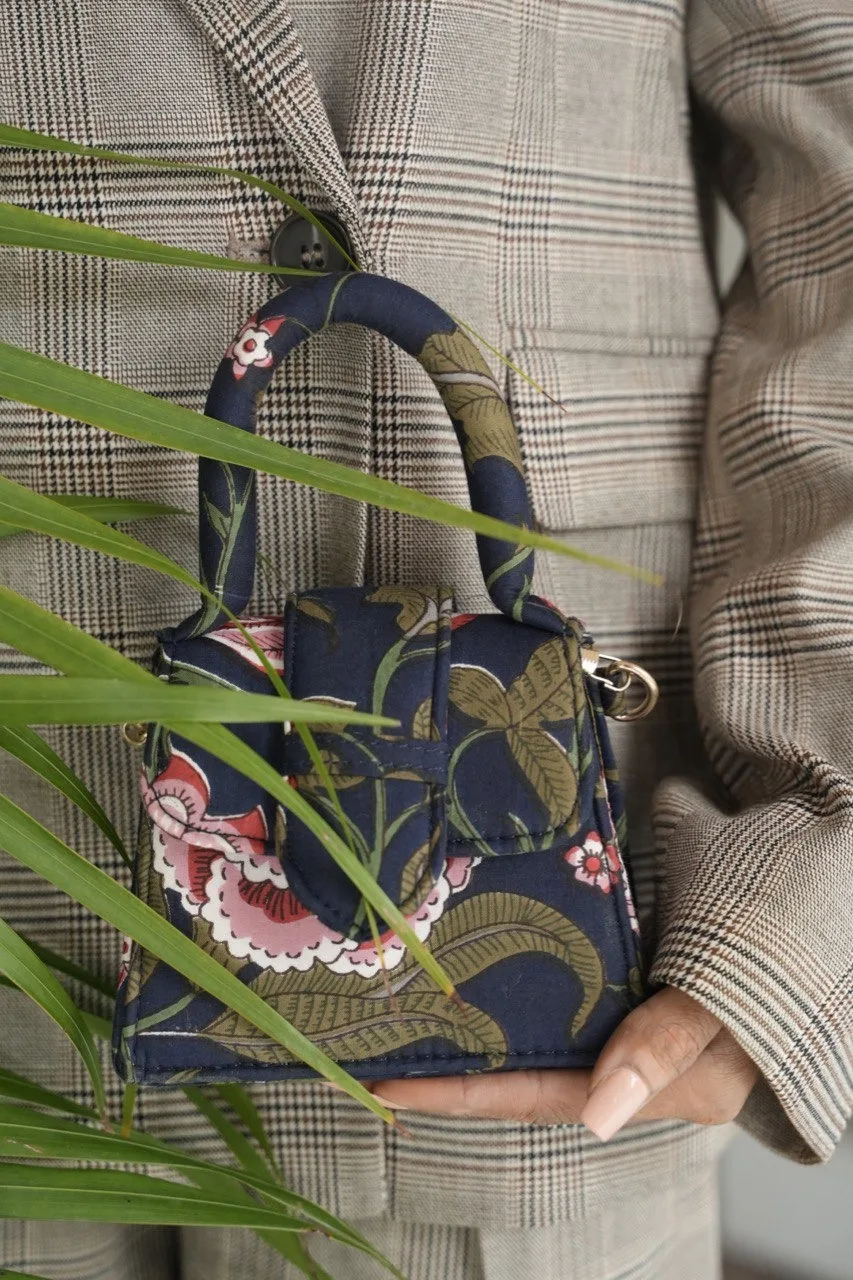 Midnight Dream Blockprinted Chiq Bag Premium luxury Women Mini Bags Made in India Product from Indian Manufacturer and Exporter