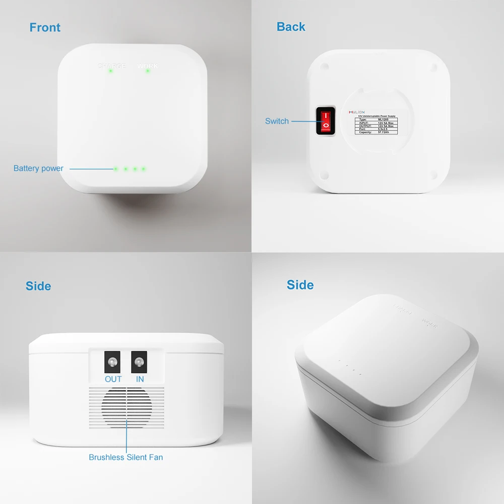 Mylion MU65 Mini UPS 12V 5A 57.72Wh Portable small uninterrupted power supply 15600mAh Battery backup for Smart home WiFi router