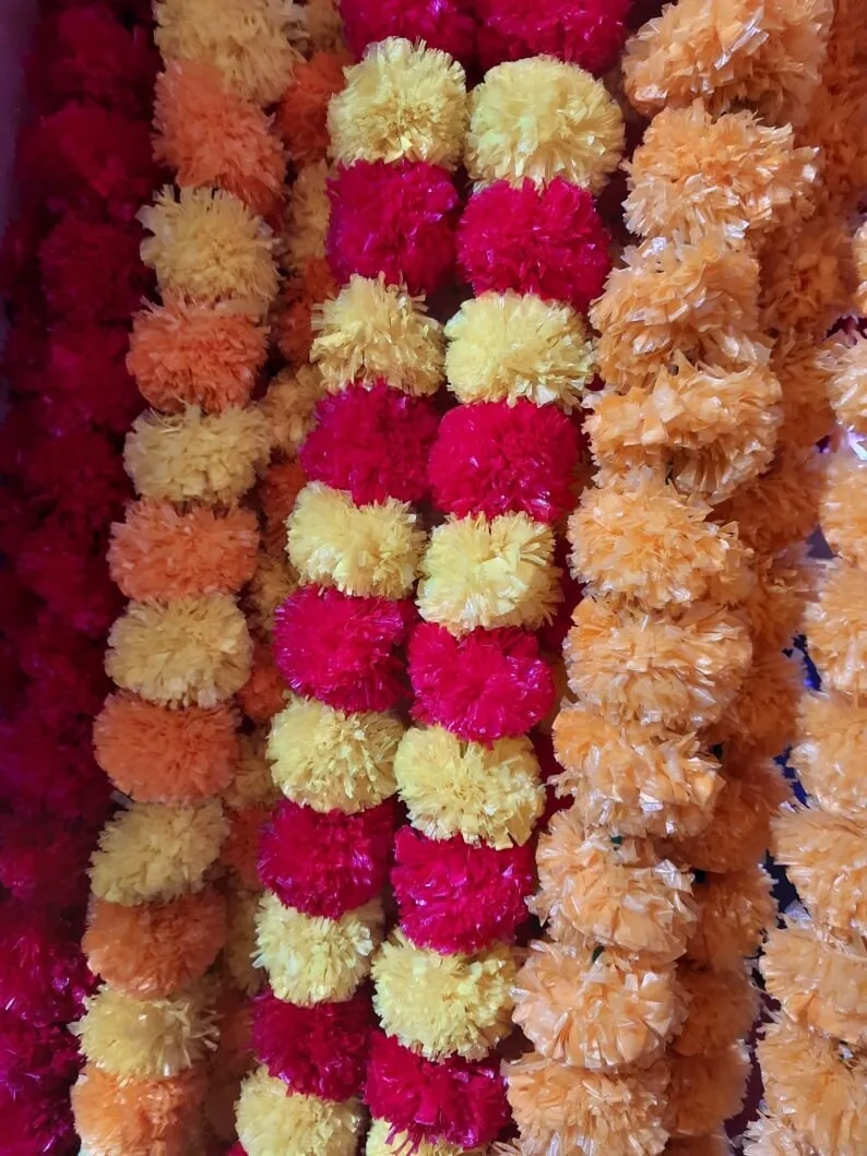 Marigold Flower Wholesale Artificial Marigold Flower Decor Garlands Vine Wedding Indian Event Decoration Flower Garland String