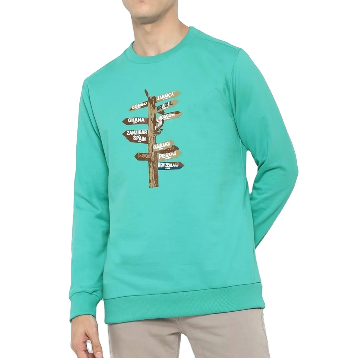 Digital print sweatshirt for men High quality Trendy stylish streetwear Custom pattern new design  crew neck fleece sweatshirt