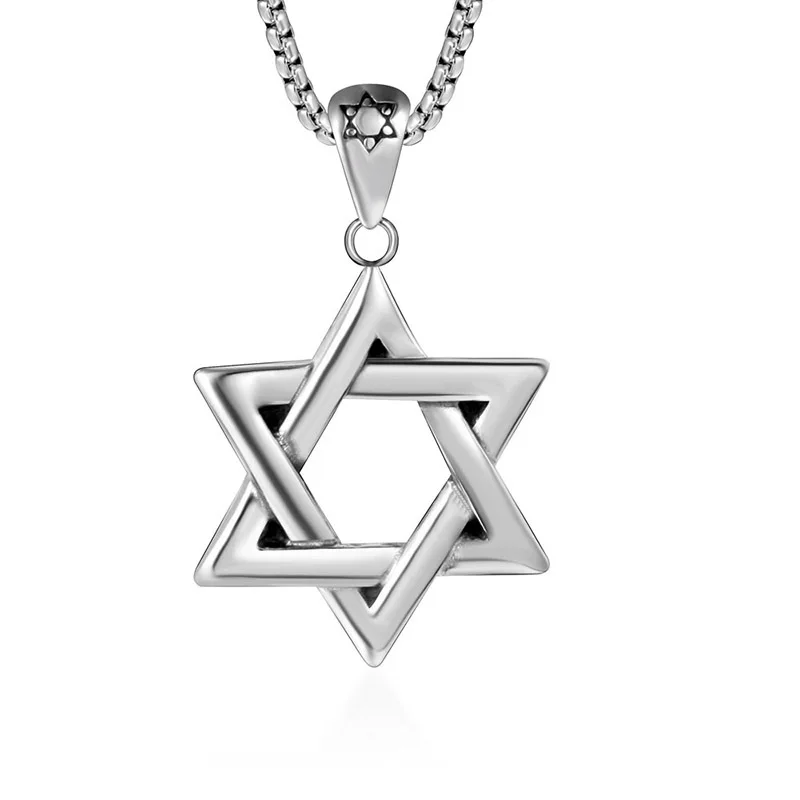 2024 New Designs Gothic Religion Star Necklace Wholesale Stainless Steel Jewelry Star Of David Pendant Necklace
