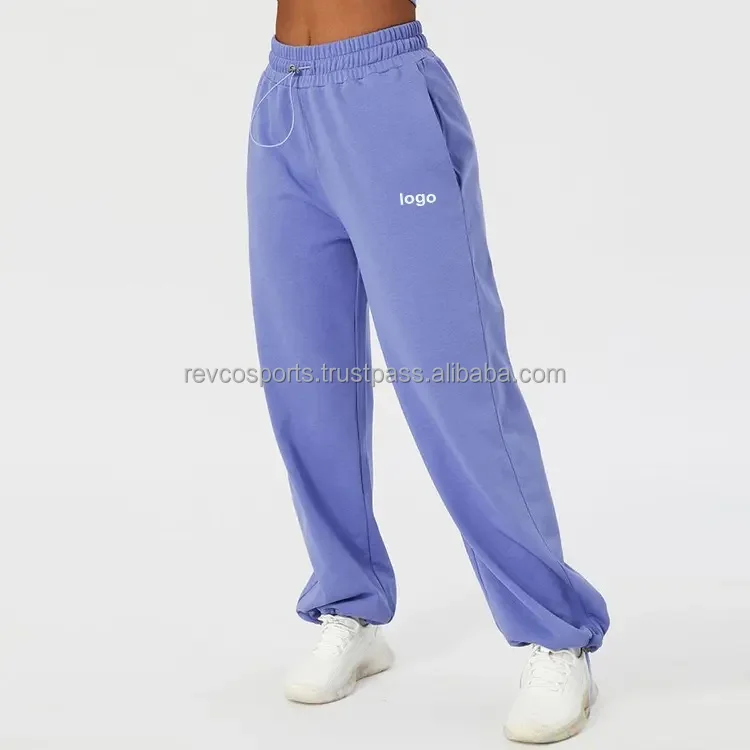 Women Sports Joggers Adjustable Strip Workout Sweatpants for women Custom logo Plus Size Loose fit Sky Blue Sweatpants women