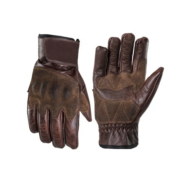 Custom Cafe Racer Retro Vintage Pro Motorcycle Leather Protective Gloves