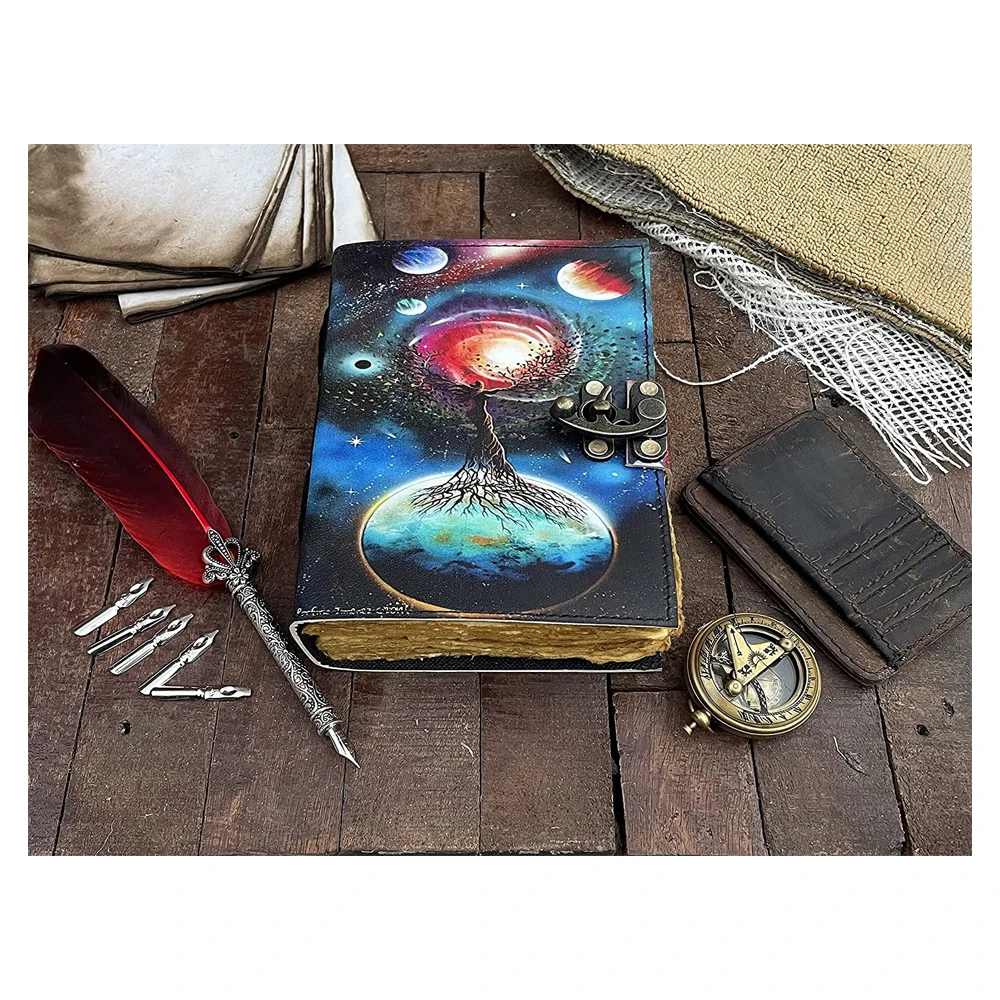 Hot Selling Wholesale Custom Printed Journal Hard Cover Handmade Personalized Withcraft Notebook Vintage Dairy