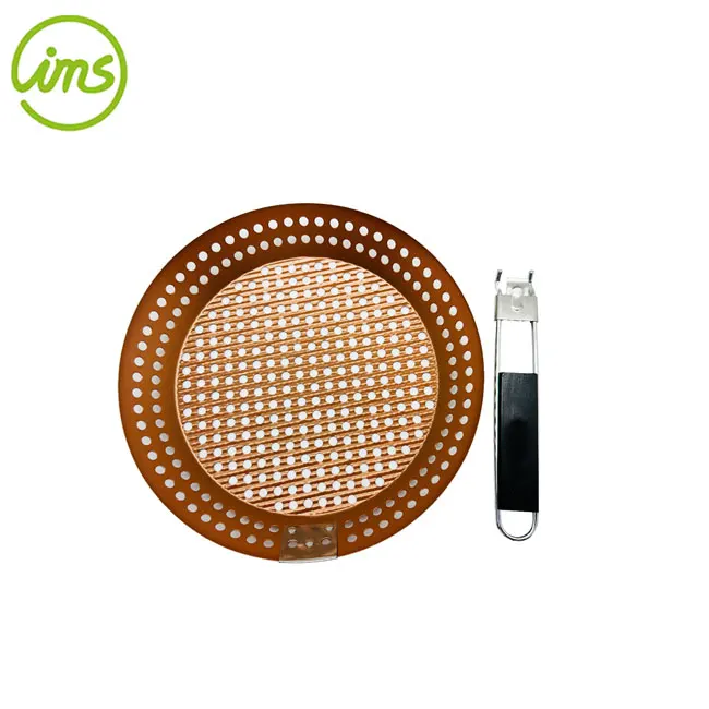 Customized Logo Round BBQ Grilling Pan With Removable able Handle