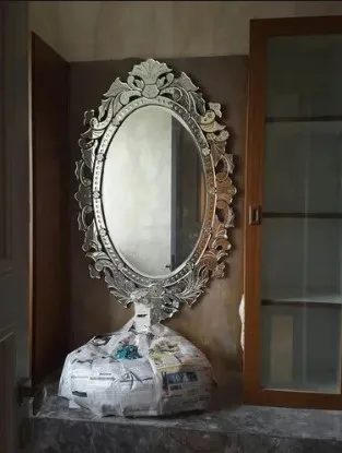 Venetian Mirror Mirror Oval Trendy style home hotels Venetian frame Floor Beveled  Decor looking glass reflector Silver Mirror