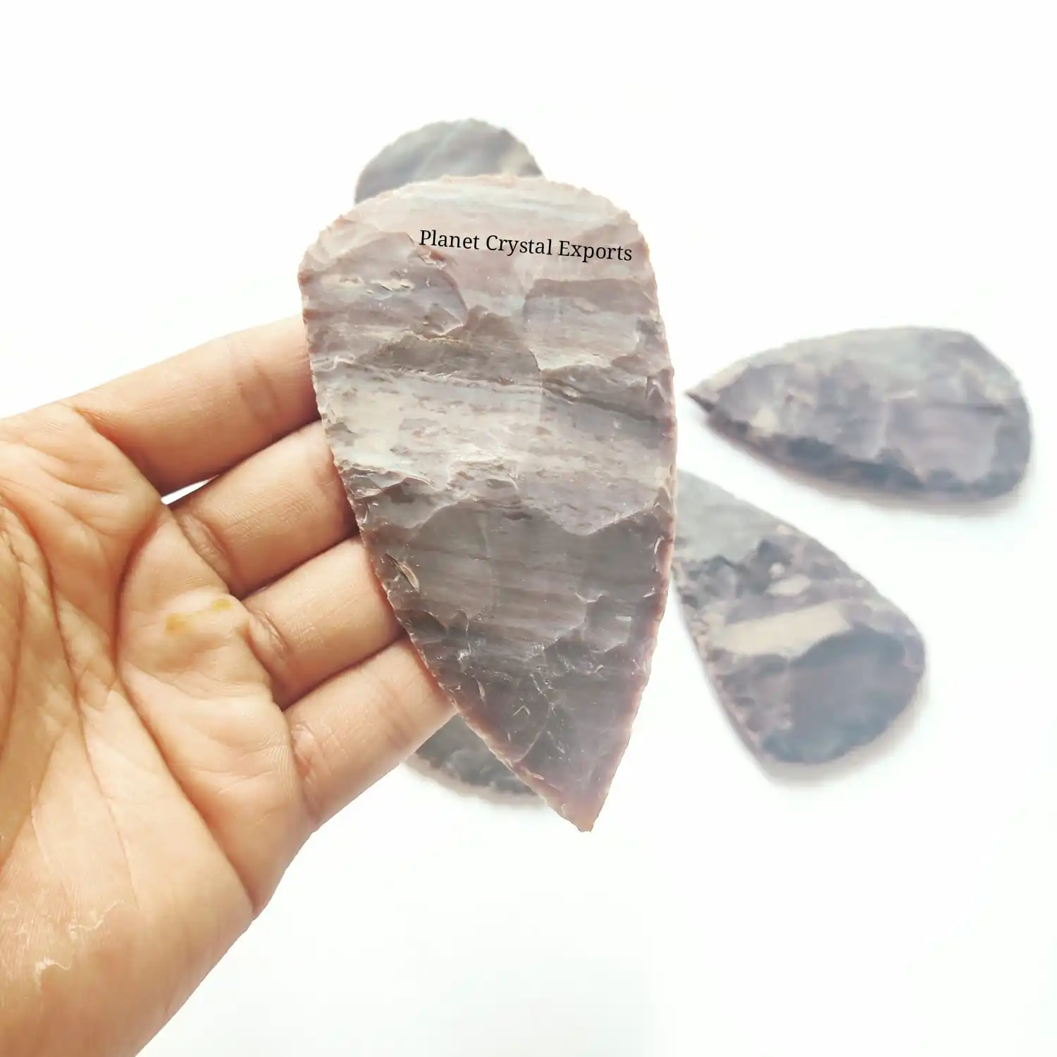 Hand-Knapped 4 Inch Indian Agate Biface Natural Crystal Quartz Folk Art Jasper Stone Semi-Precious Stone Crafts Chakra Style