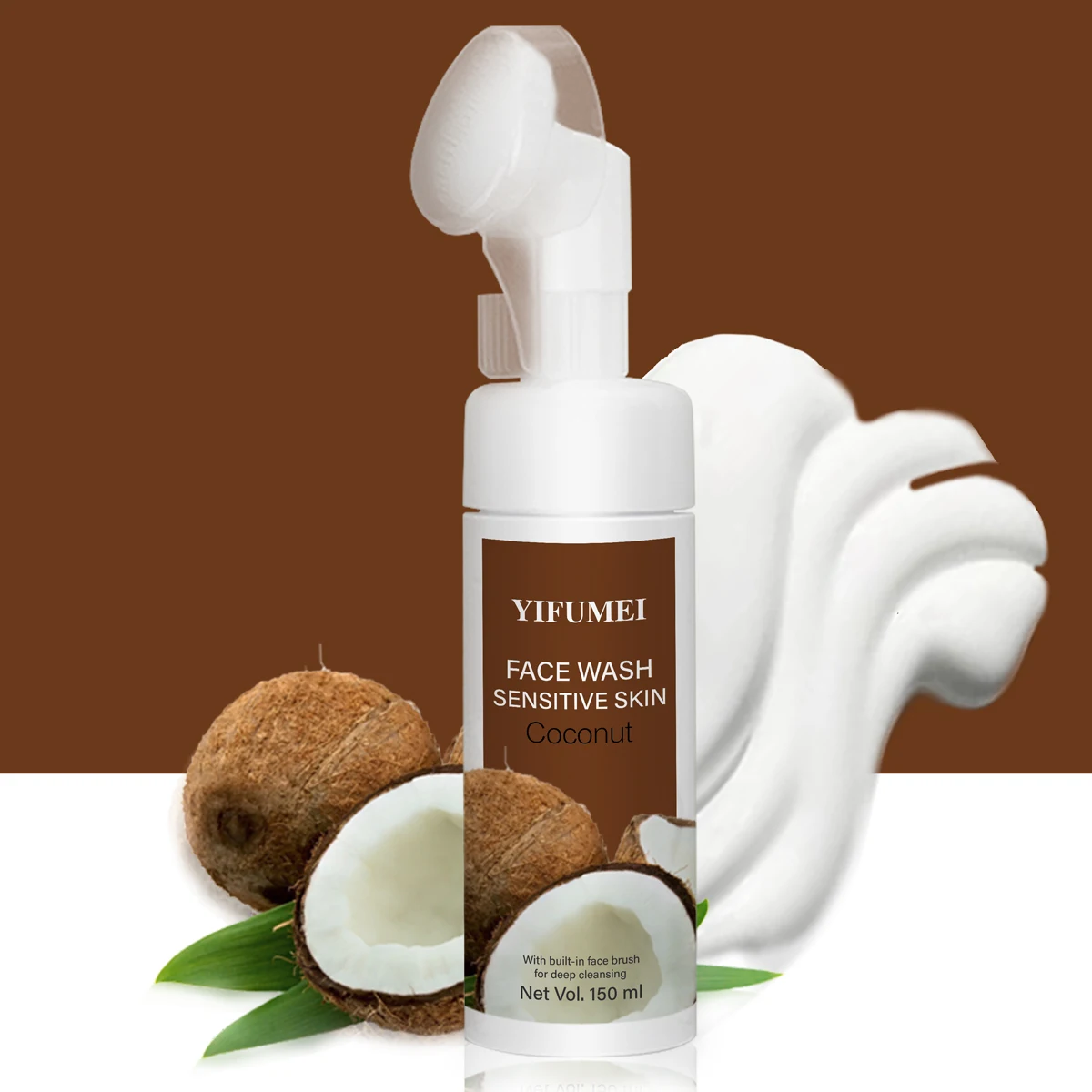 Private Label Coconut Moisturizing Balances Sensitive Skin Gentle Deep Cleaner Mousse Facial Cleanser