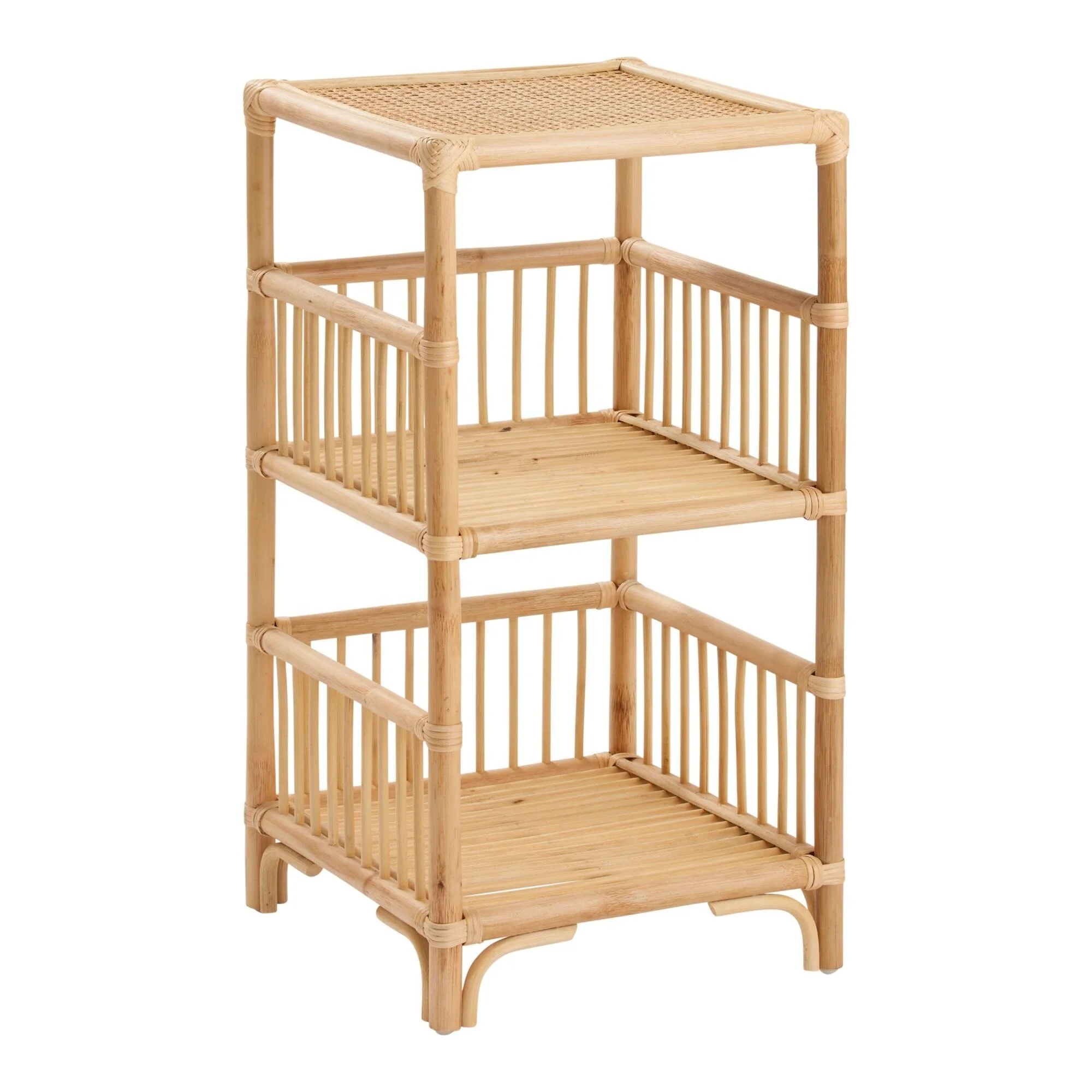 Handicraft Rattan Shelf Storage Holders 3 Tiers Rack Living Room Home Furniture Home Decoration