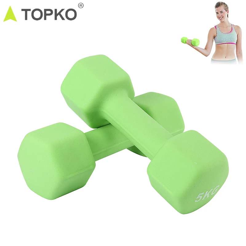 TOPKO Colorful Dip Plastic Small Dumbbell Gym Home Fitness Equipment for Women Men Bodybuilding Fashion Hex Dumbells