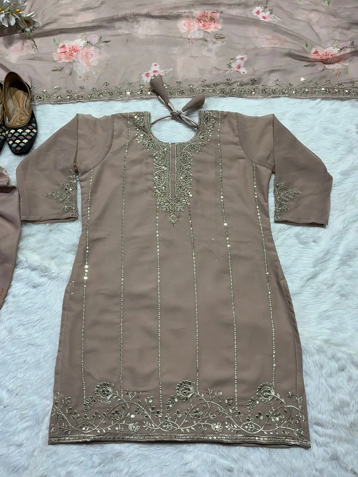 Trendy Ethnic Wear Fox Georgette with Embroidery Work and Real Mirror Work Punjabi Patiyala Salwar Kameez Suit for Women Wear