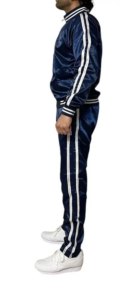 Satin Fabric Fashion Sports Satin Jogging Suit Nylon Rib Club Custom Printing Sublimation Track Suit