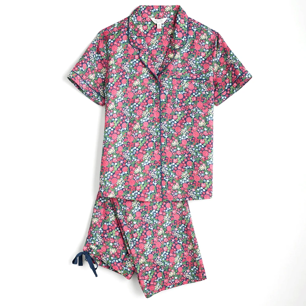 2024 Factory Wholesales Short Satin cotton fabric digital printing Night Wear 100% cotton Satin Silk Women nightwear suite