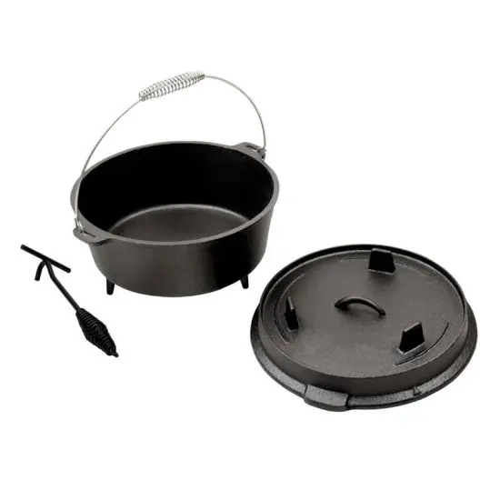 4QT with Legs Pre Seasoned Cast Iron Lid Also a Skillet Casserole Pot with Lid Lifter for Camping Cooking BBQ Baking