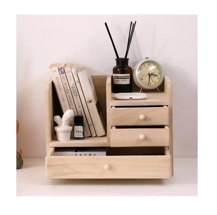 Acacia Mango Wood Stationary Organizer Wholesale New Design Handmade Table Top Wooden Stationary Organizer Box